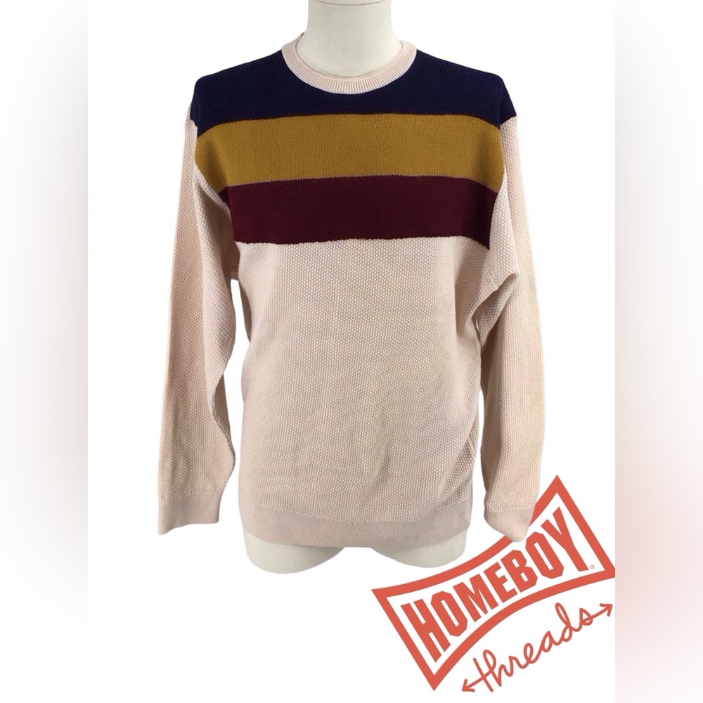 Joseph Abboud Blue and Gold Crewneck Sweater